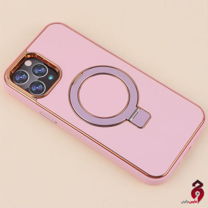 قاب چرم استندشو آیفون iPhone 12 Pro Max صورتی